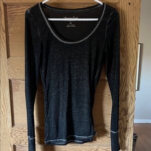 American Eagle Outfitters Black Long Sleeve Scoop Neck Shirt